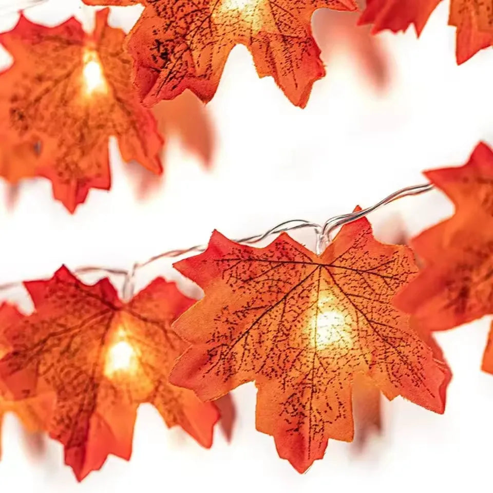 LED Maple Leaf Garland – Halloween & Fall String Lights