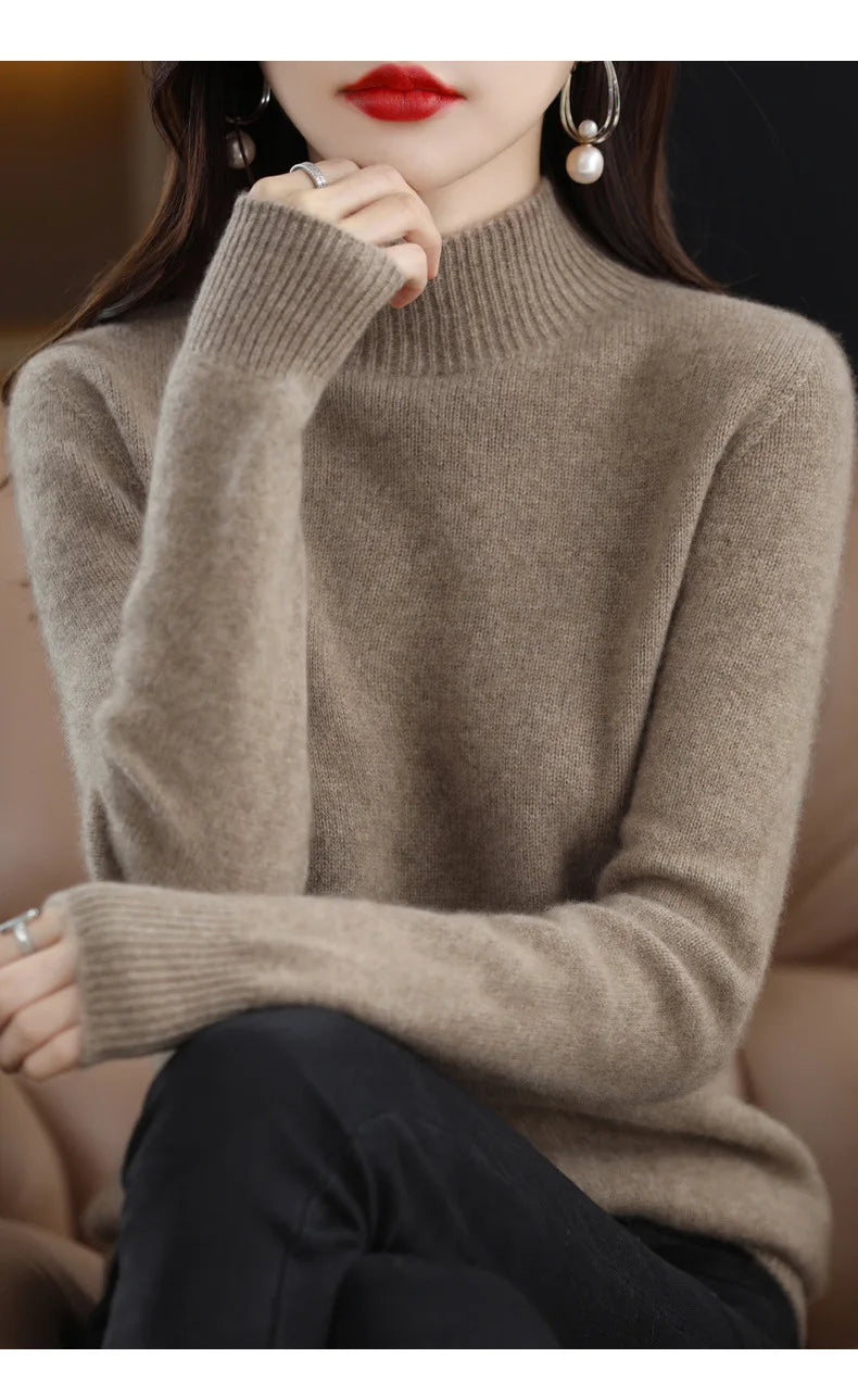 Autumn Winter Women’s Korean Sweater – Warm Basic Knit Long Sleeve Pullover