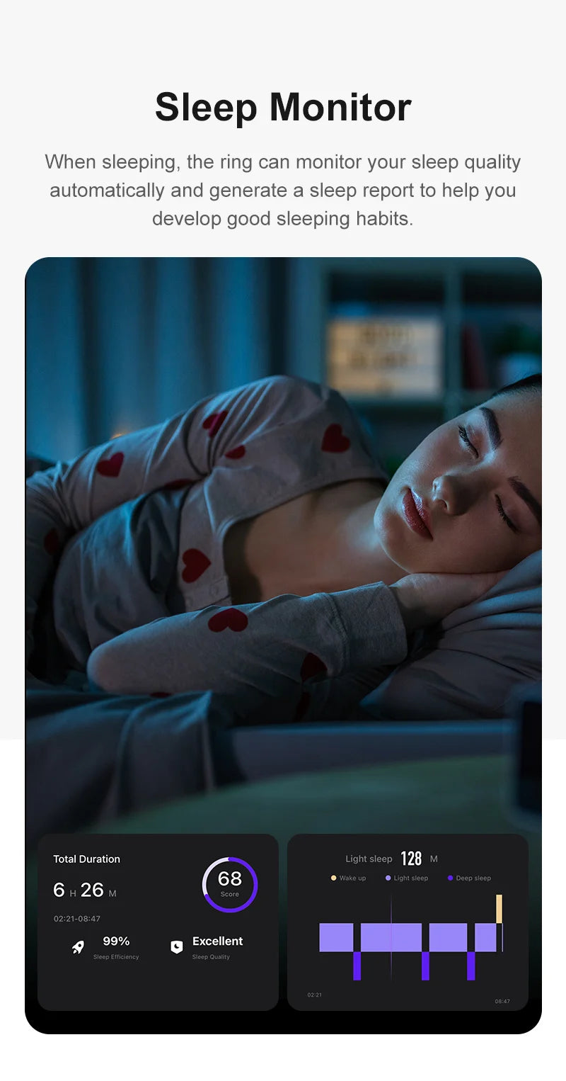 Smart Health Tracking Ring – Monitor Skin Temp, Track Sports, Waterproof