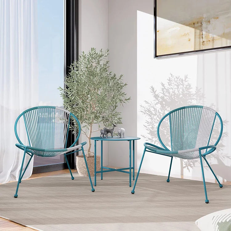 Acapulco Outdoor Patio Set – 2 Wicker Chairs and Coffee Table