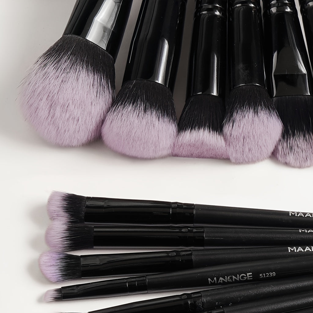 MAANGE Professional Makeup Brush Set – Complete Set with Flannel Bag and Makeup Sponge