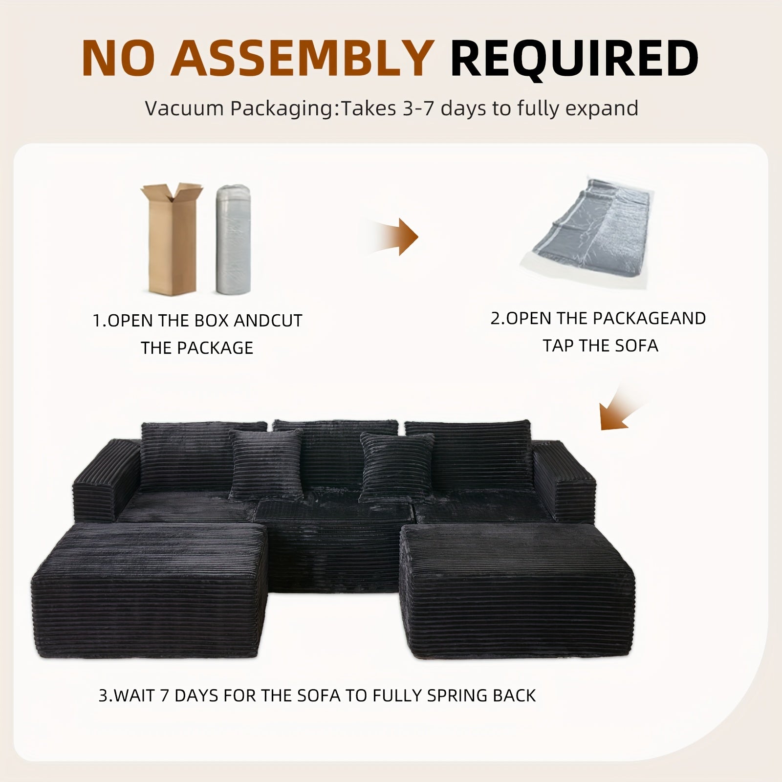 Modular U-Shaped Sofa – Corduroy Sectional with Lounge Chair