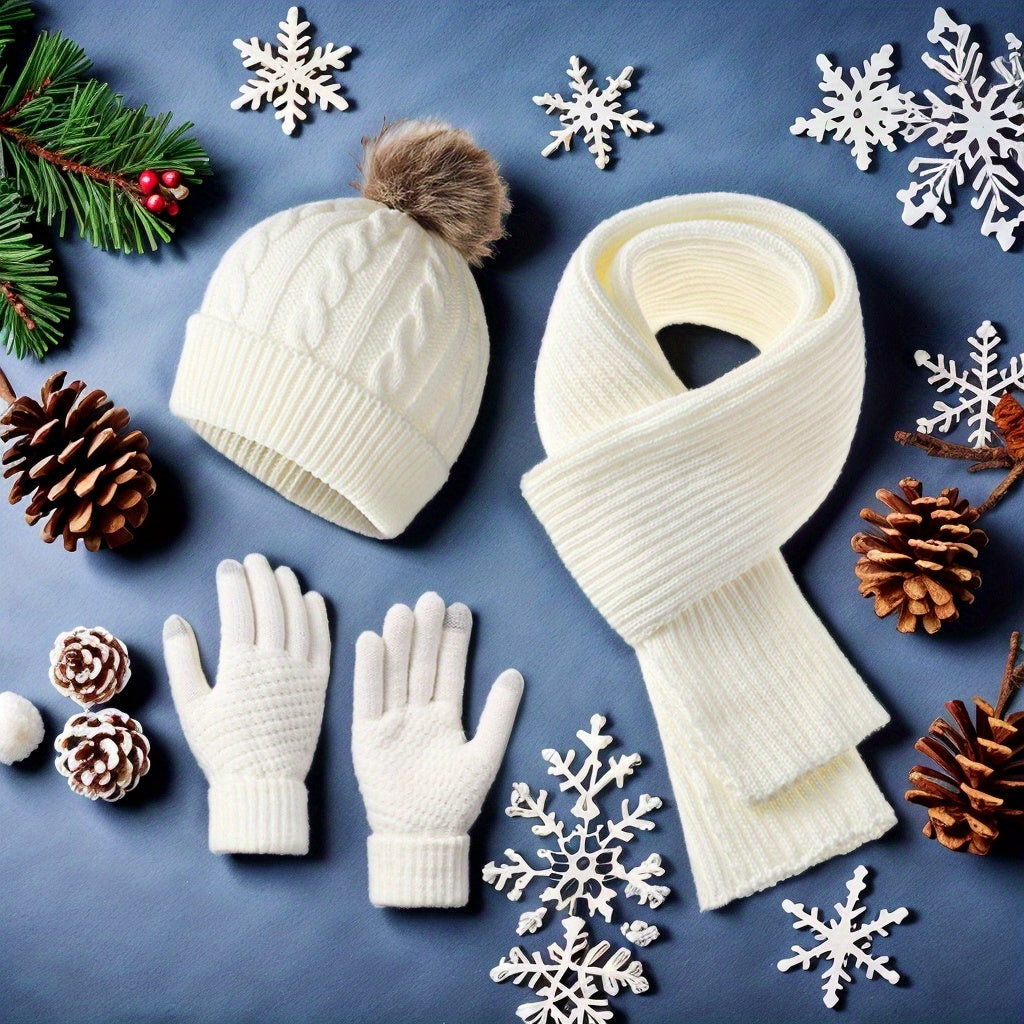 Winter Warm Set for Adults – Hat, Scarf, and Gloves, Lightweight and Cold-Resistant