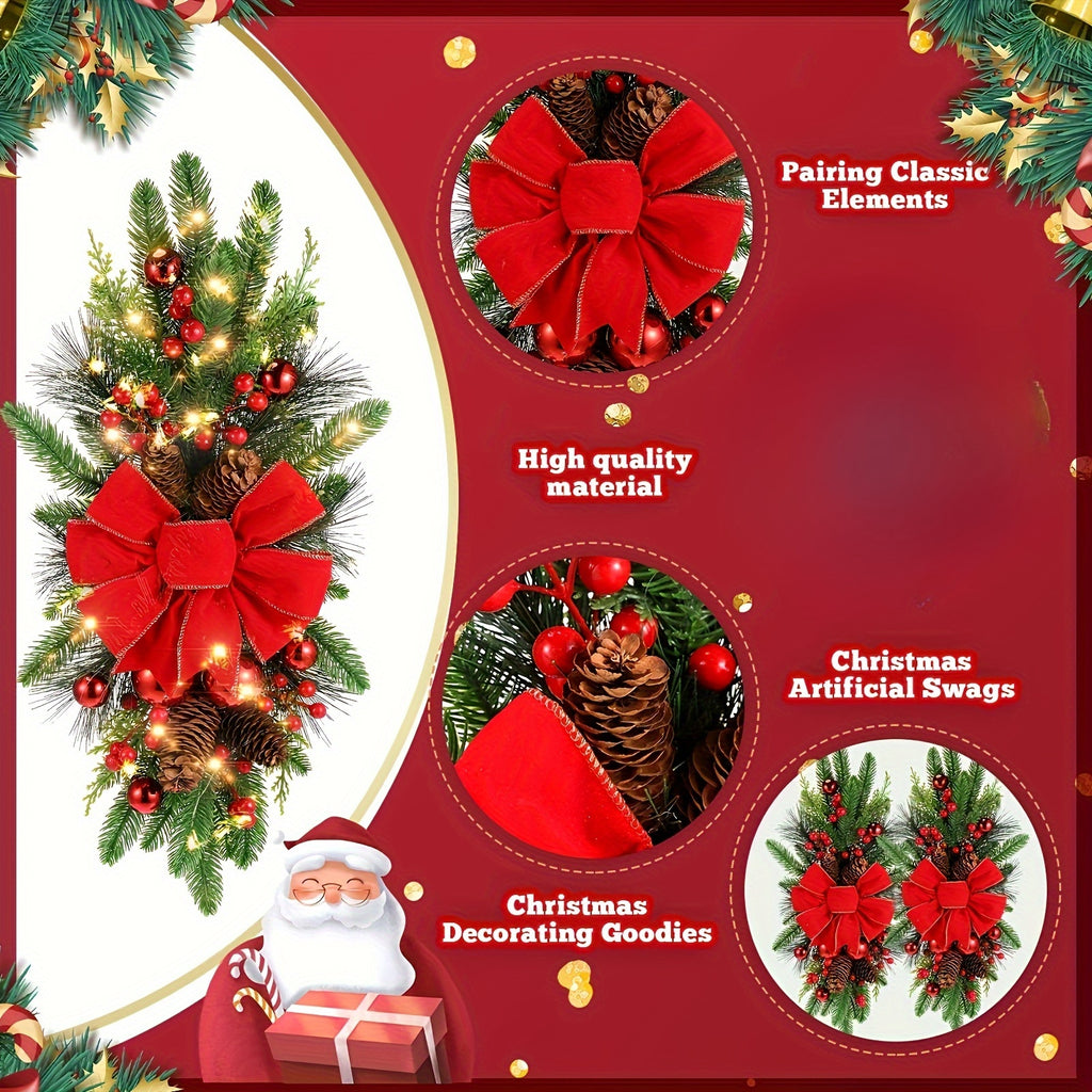 Teardrop Christmas Decorations – Festive Wreaths for Stairs, Doorways, and Windows