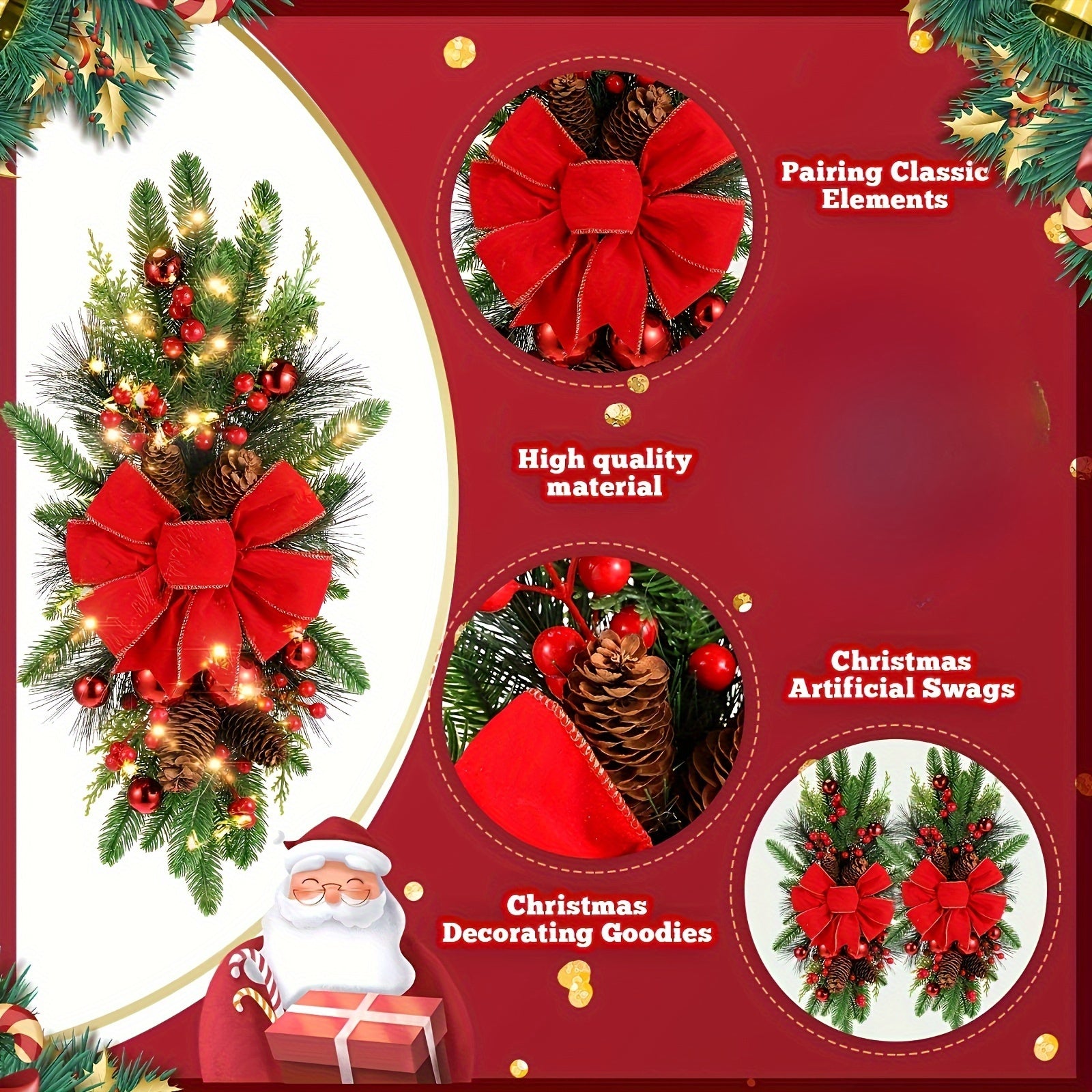 Teardrop Christmas Decorations – Festive Wreaths for Stairs, Doorways, and Windows