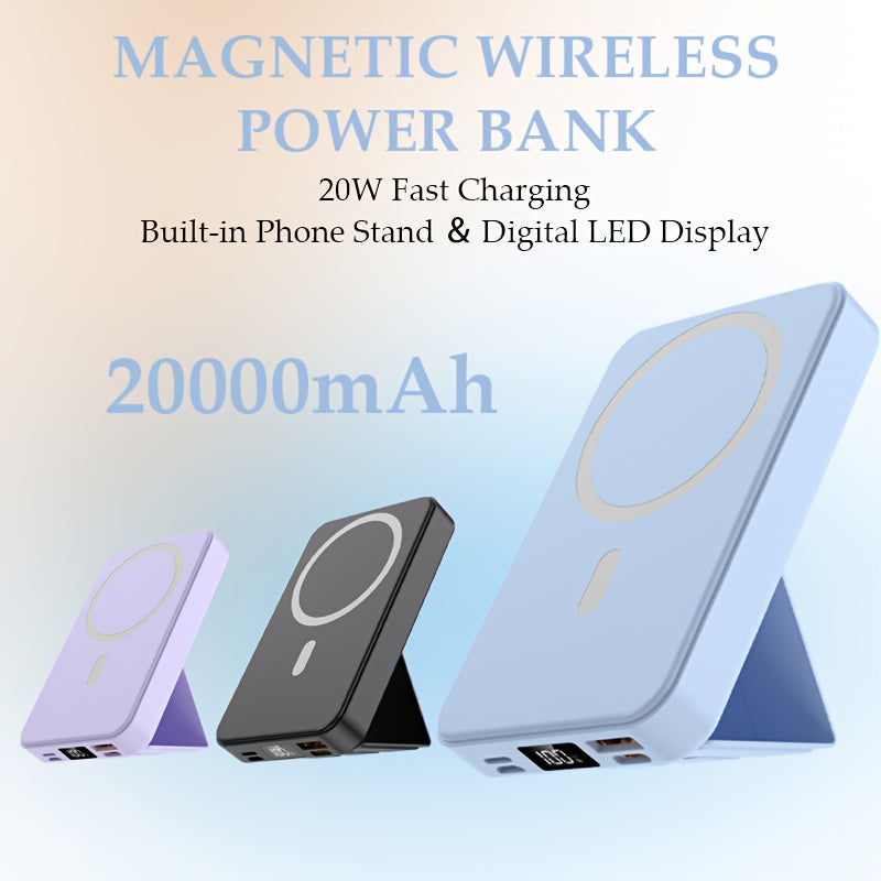 Wireless Power Bank – Foldable Magnetic Charger with LED Display