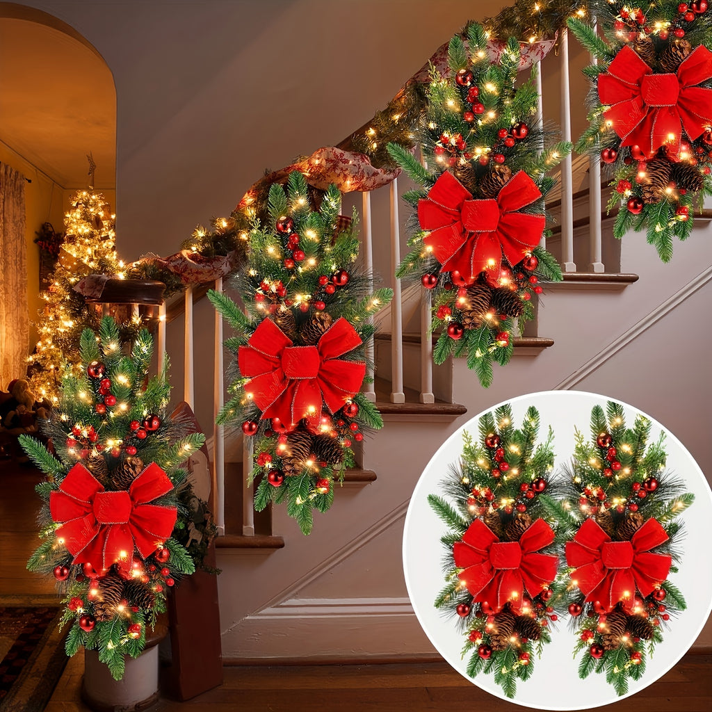 Teardrop Christmas Decorations – Festive Wreaths for Stairs, Doorways, and Windows