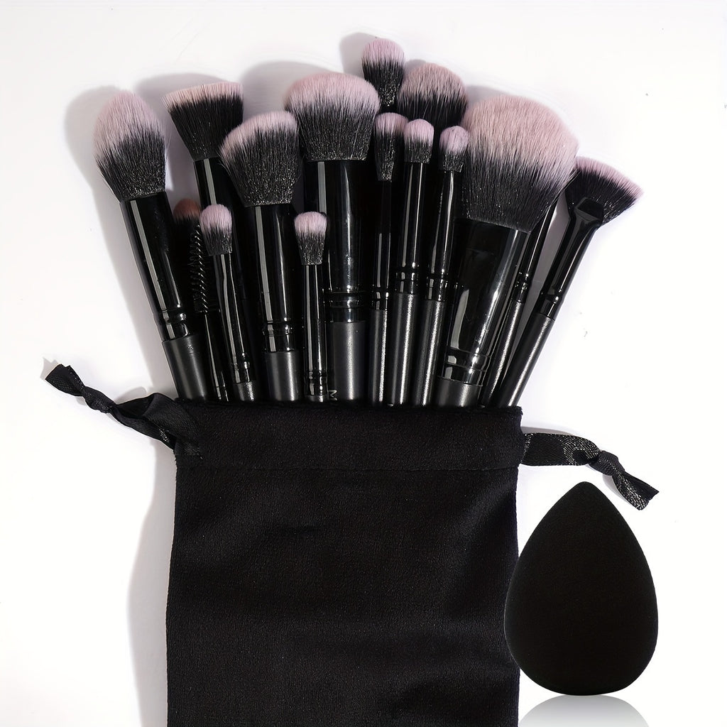 MAANGE Professional Makeup Brush Set – Complete Set with Flannel Bag and Makeup Sponge