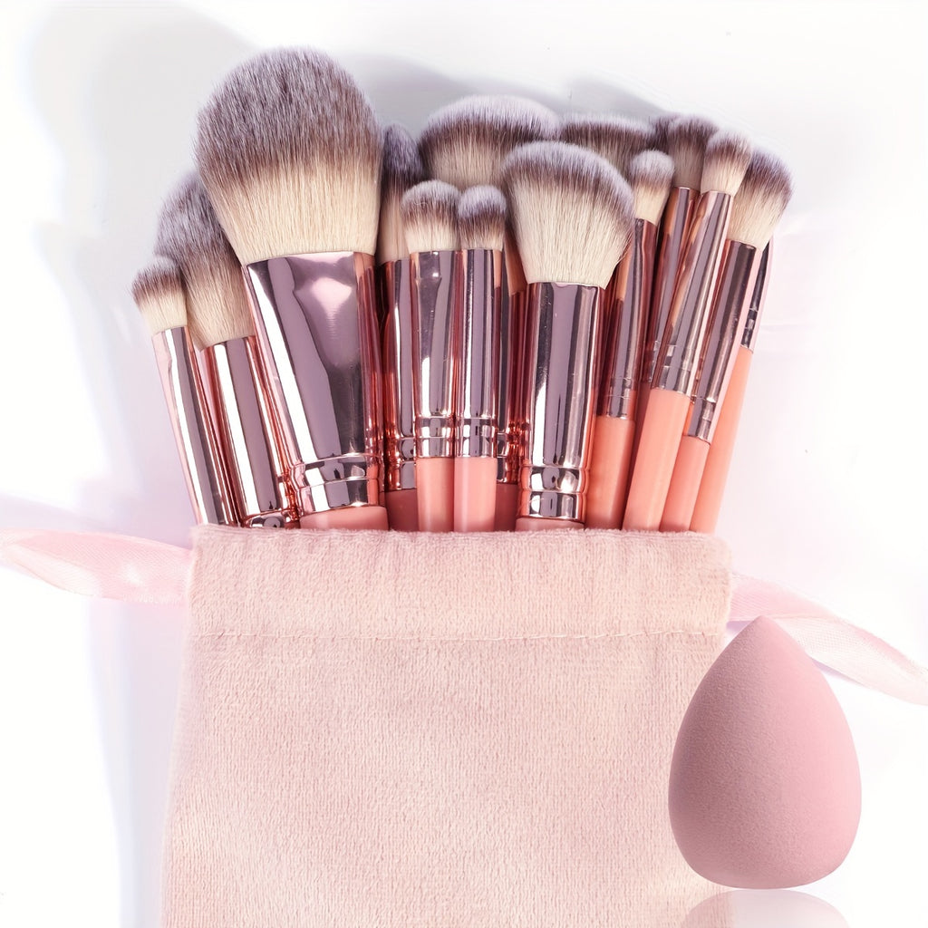 MAANGE Professional Makeup Brush Set – Complete Set with Flannel Bag and Makeup Sponge
