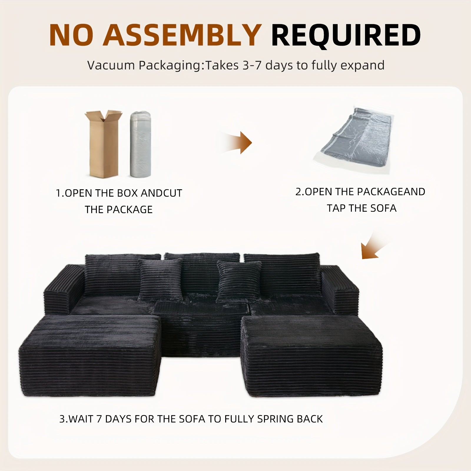 Modular U-Shaped Sofa – Corduroy Sectional with Lounge Chair