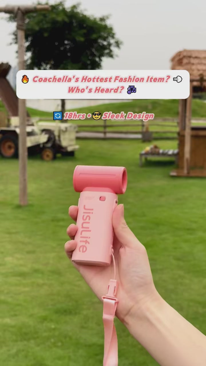 JISULIFE Handheld Turbo Fan – USB Rechargeable with Adjustable Speeds and Strong Wind